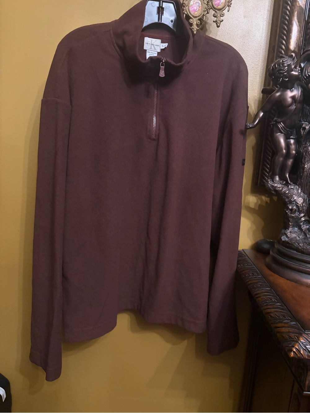 Calvin Klein Jeans Men's Dark Brown Half-Zip Sweater
